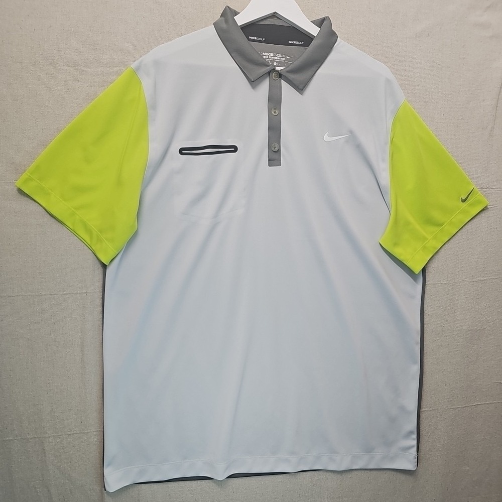 Nike Golf Dri-Fit Men's XL Tour Performance Polo Volt Yellow Grey 585820-048